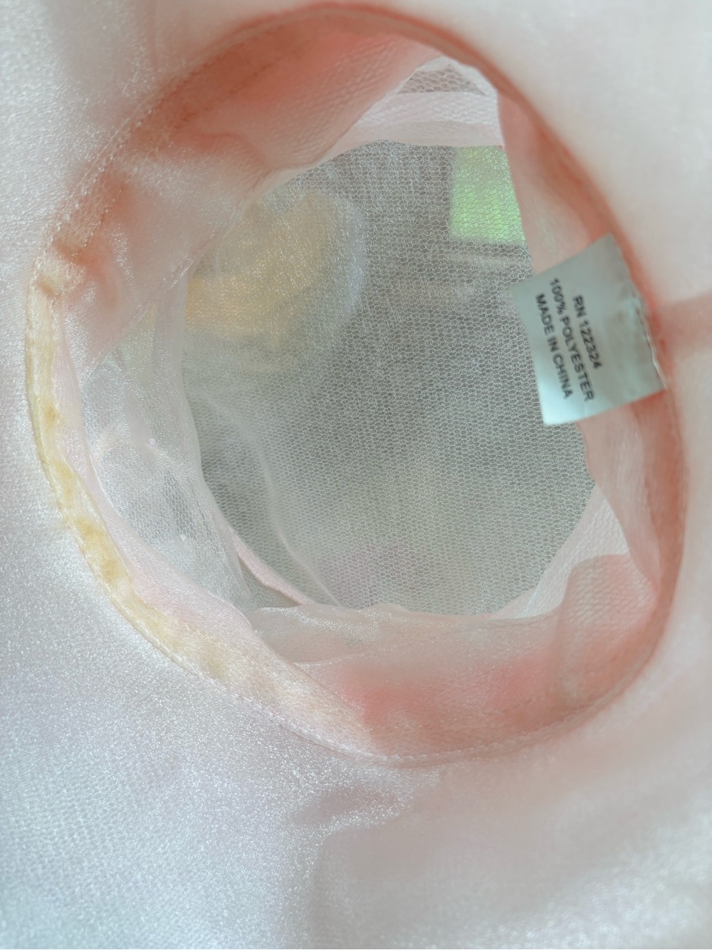 Vintage Sheer Ruffle Organza Fascinator Hat in Pale Pink Feathers Amazing - Picture 8 of 13
